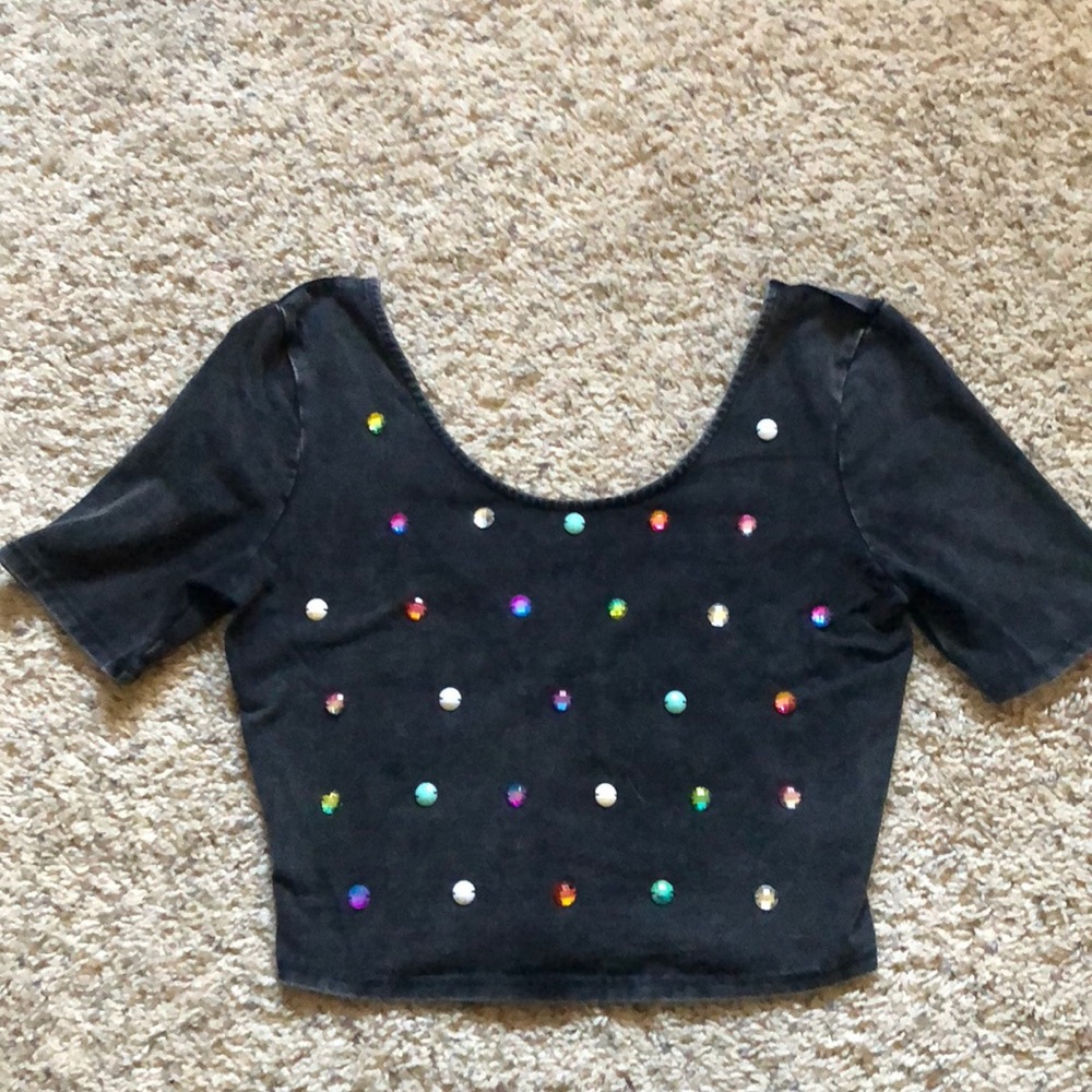Black beaded crop top